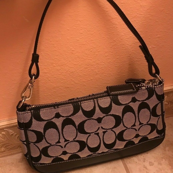 Coach Demi Signature Black Baguette Bag 